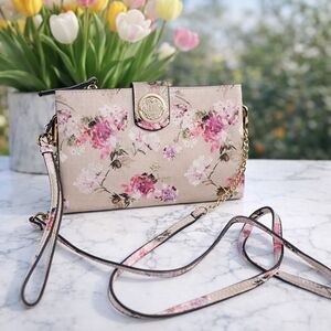 Floral Print Crossbody Clutch - Pink Beige